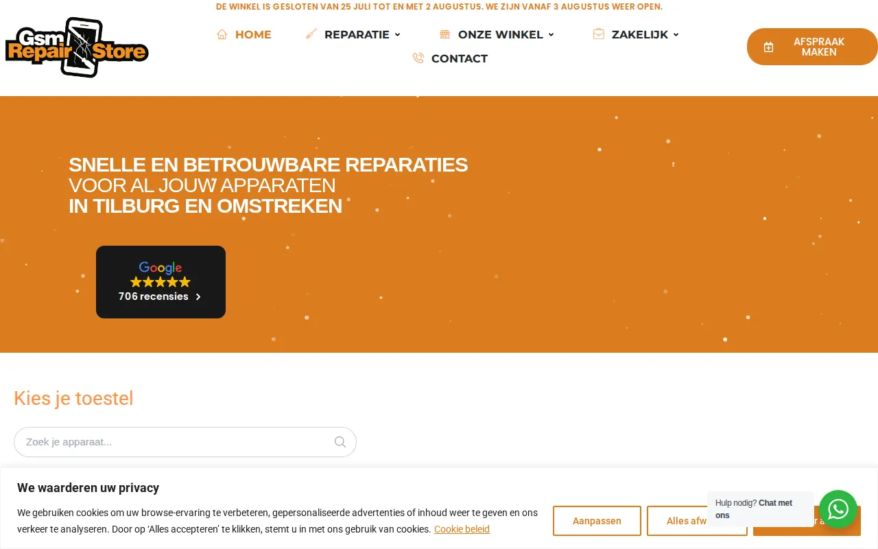GSM Repair Store homepage mockup