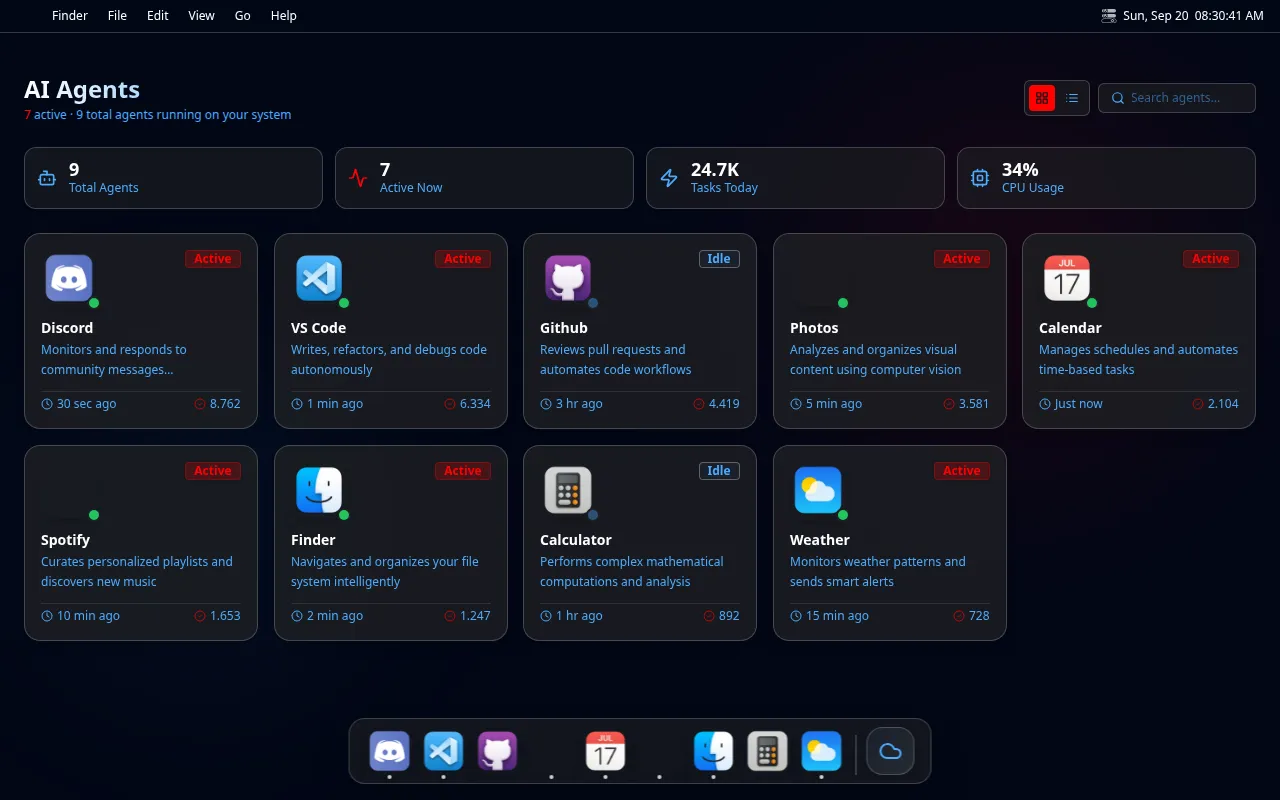 Macos Agent Os homepage mockup