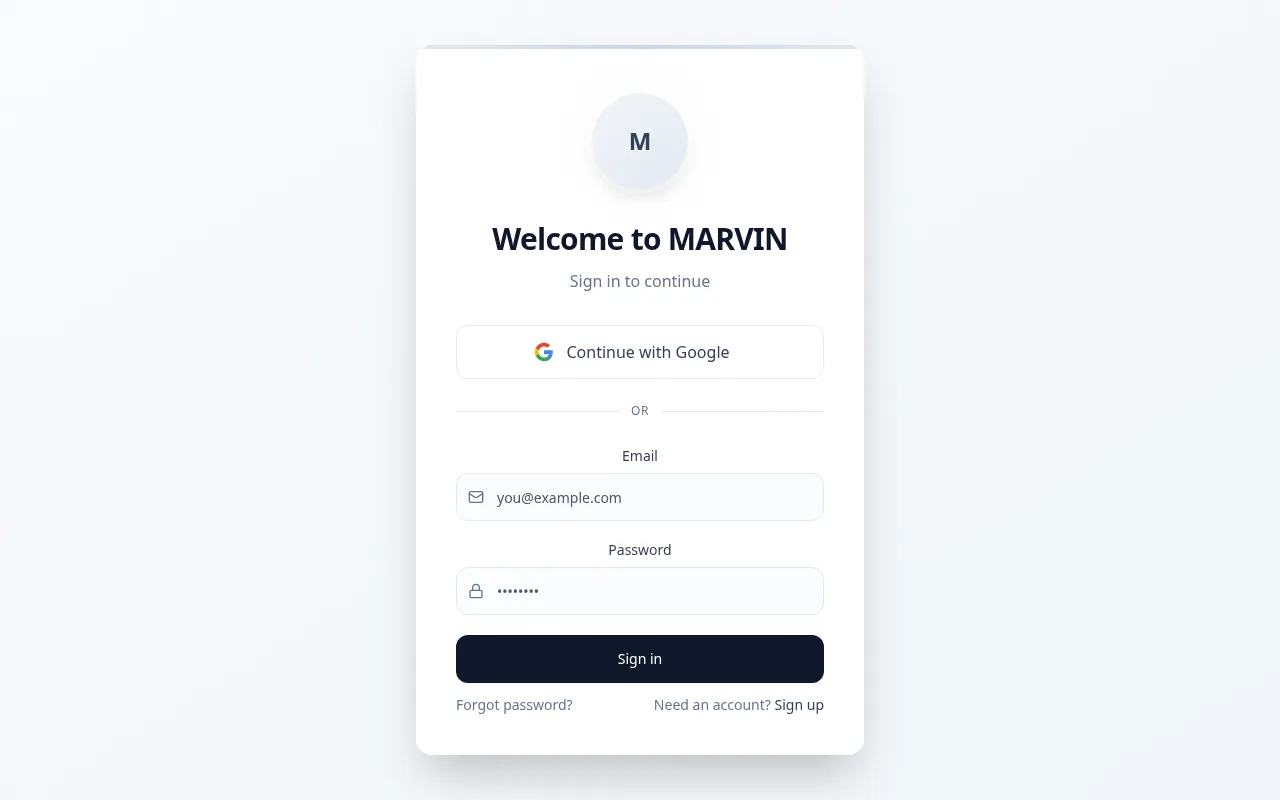 Marvin Ai Assistent homepage mockup