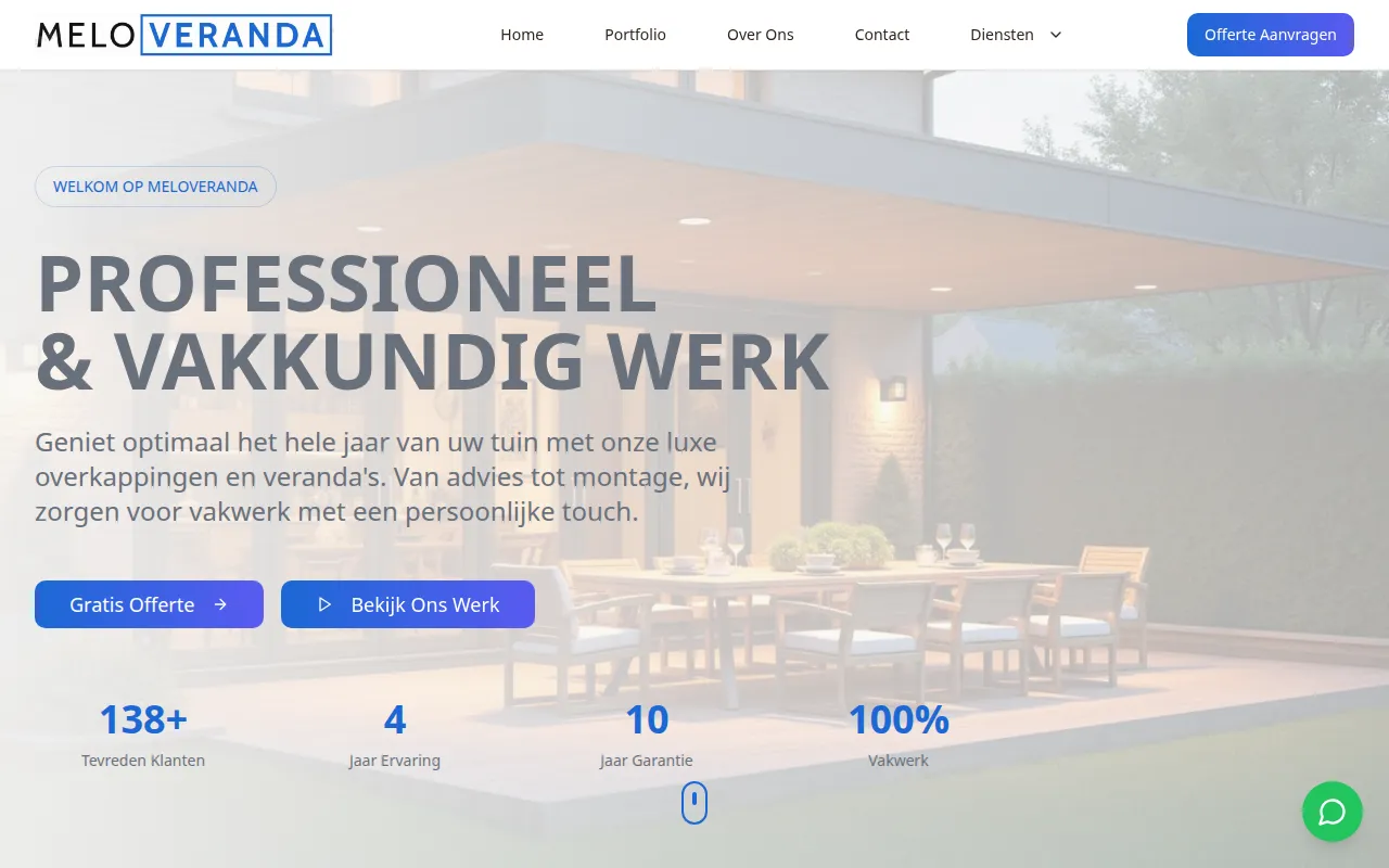 Melo Veranda homepage mockup