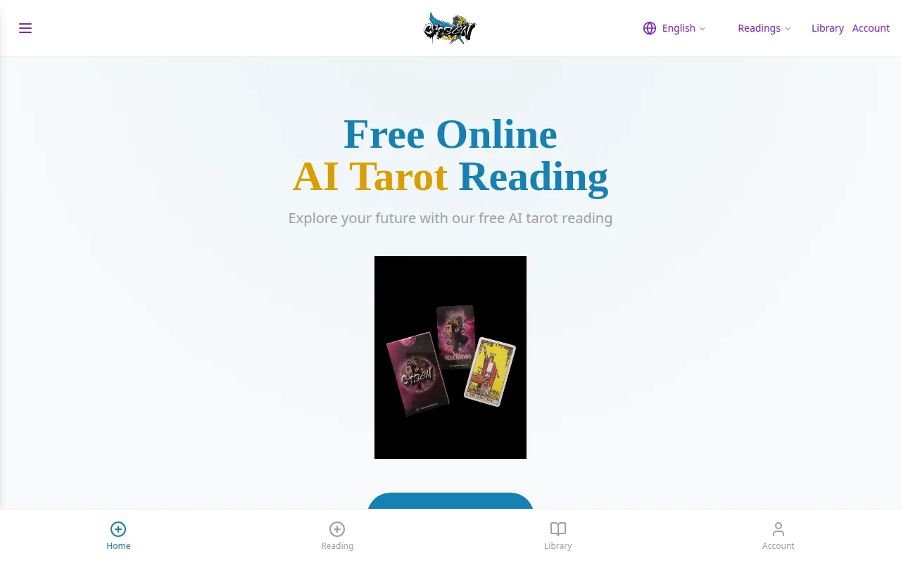 Tarot Reading homepage mockup